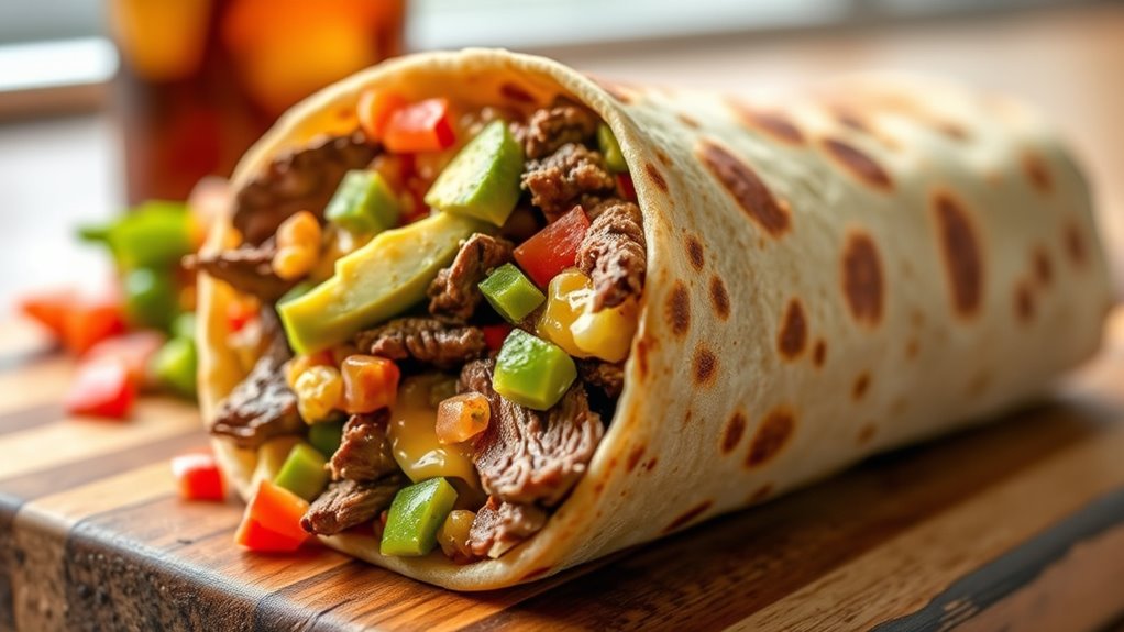 hearty indulgent steak burrito