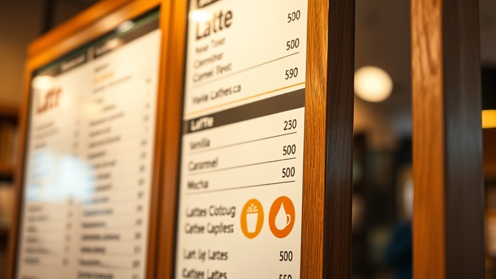 latte prices and flavors