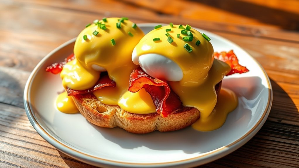 poached eggs canadian bacon