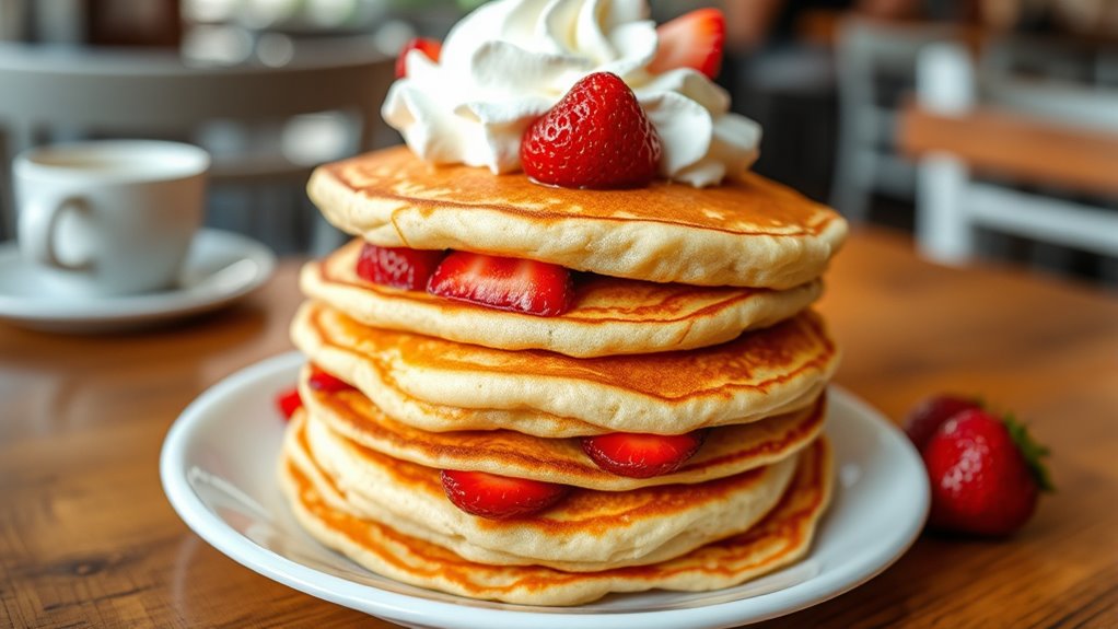 strawberry pancakes with whipped cream